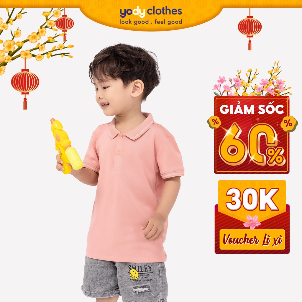 Áo thun polo kid YODY Coolmax chất liệu thoáng mát thân thiện KID3096