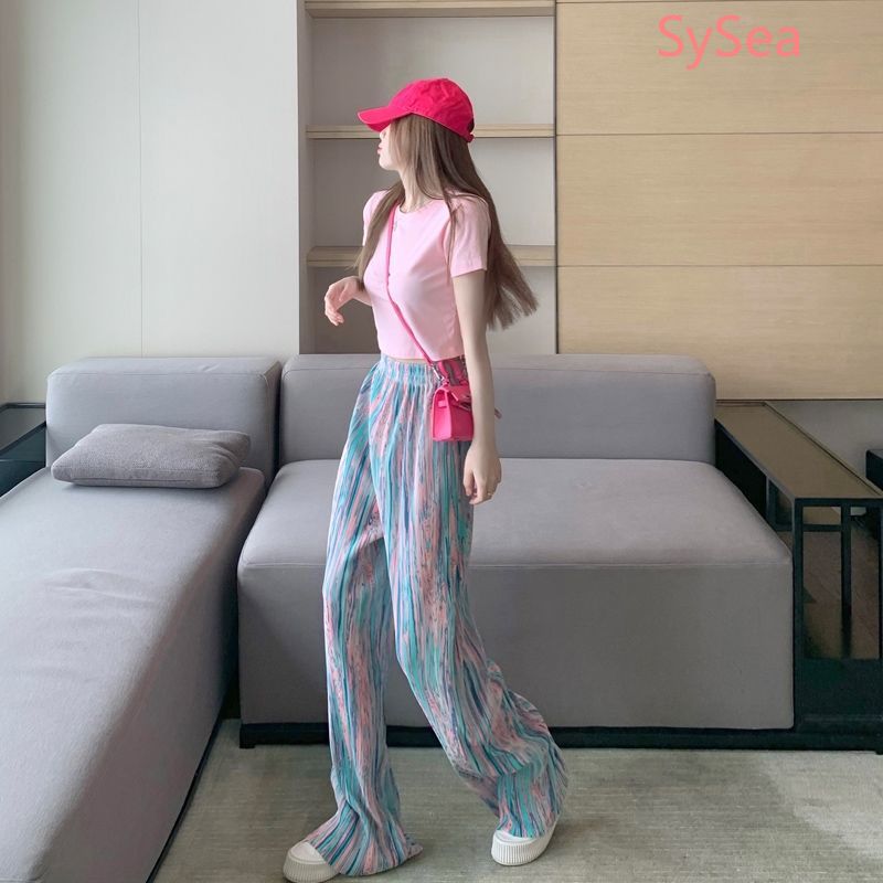 Quần dài ống rộng lưng cao thời trang mùa hè dành cho nữ