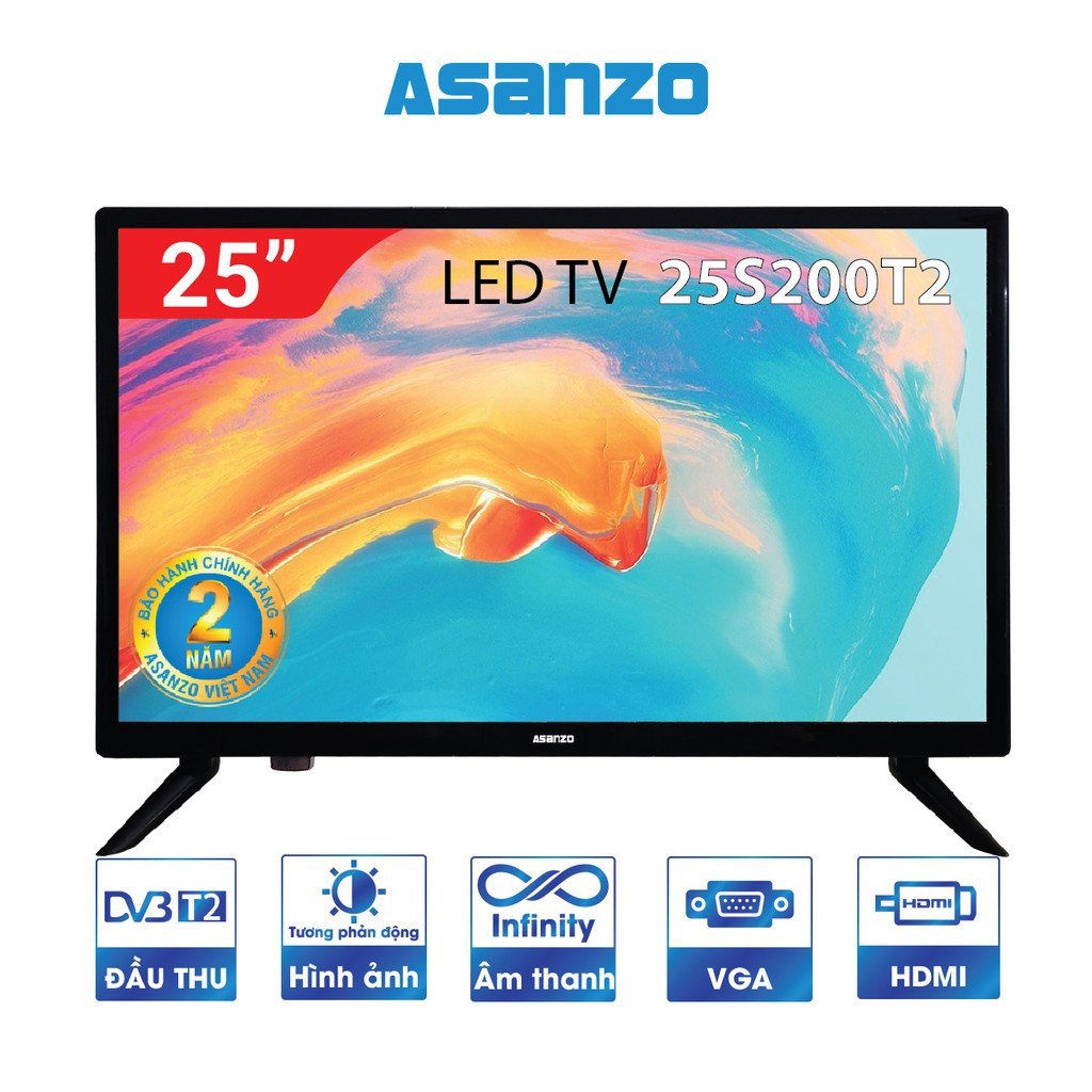 Tivi led Asanzo 25 inch model 25S200T2 màn hình LED tiết kiệm điện