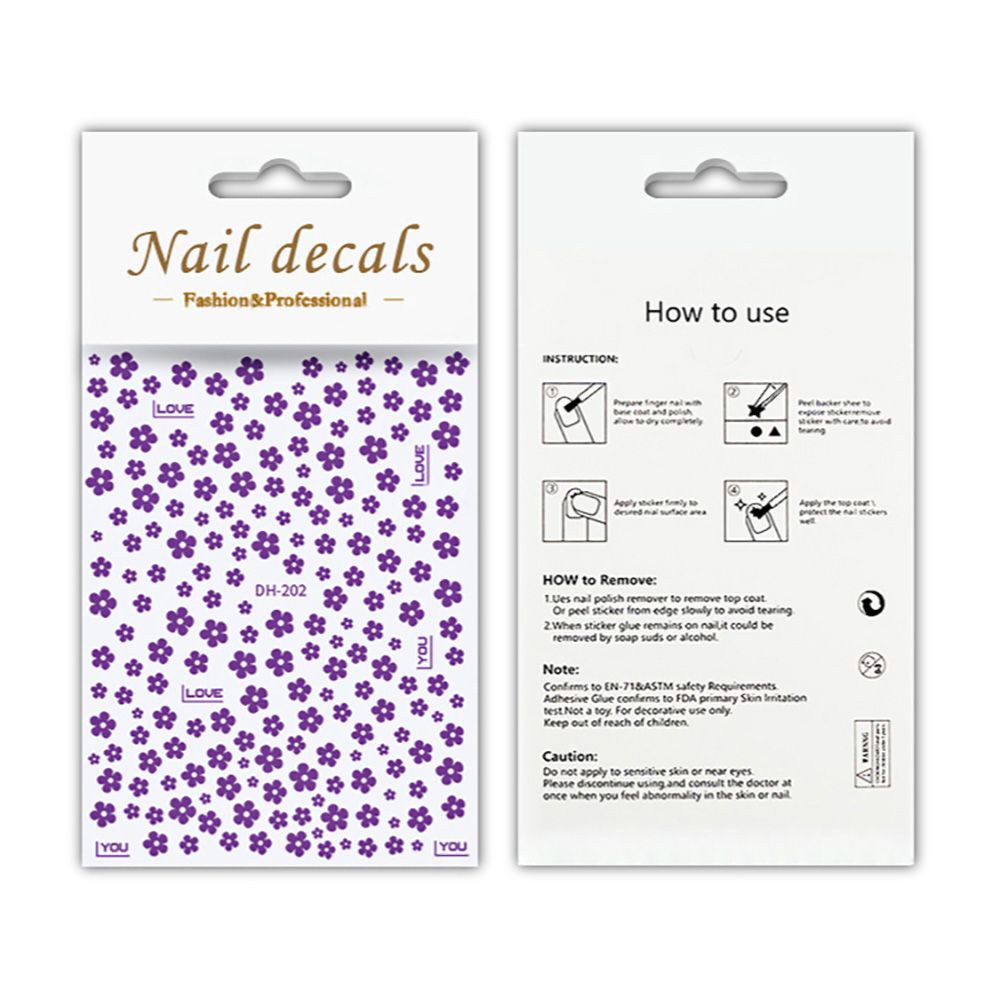 [Hàng mới về] Miếng Dán Trang Trí Móng Tay Họa Tiết Hoa Năm Cánh 3D Nhiều Màu Sắc