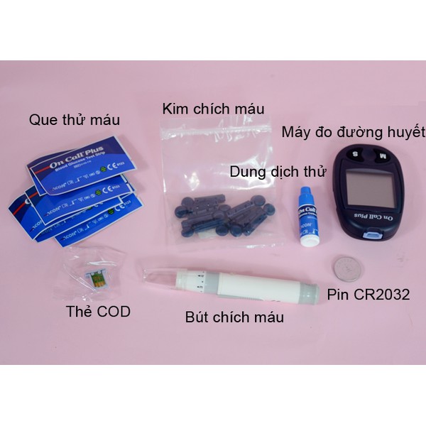 ✅ [TRỌN BỘ] Máy Đo Đường Huyết- OnCall Plus (+ 25 Que, Kim, Cồn) -VT0785