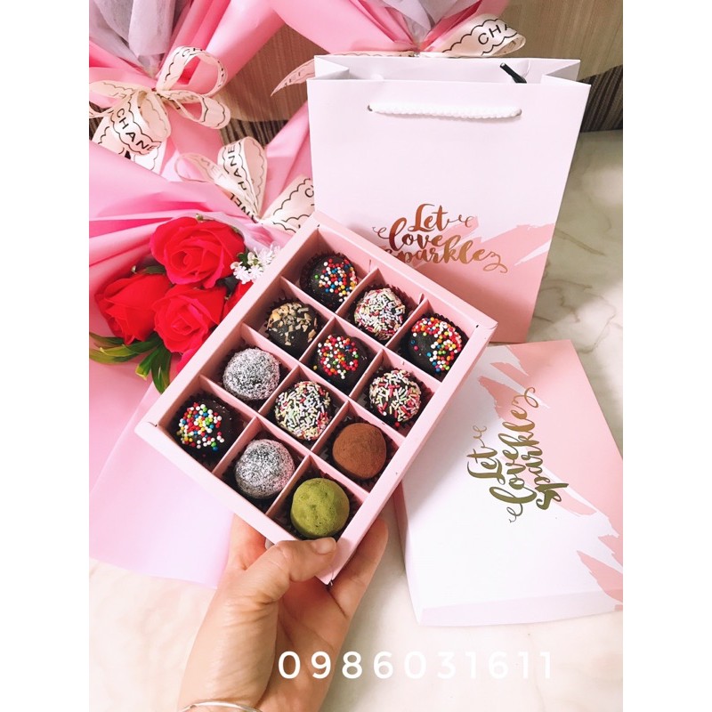 Socola Valentine, Socola tươi Truffle 12v tặng bạn nữ, bạn trai 14/2