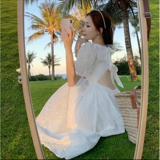 Váy vân hoa nơ lưng