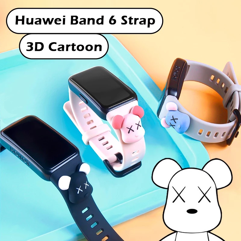 Dây đeo silicone họa tiết hoạt hình cho đồng hồ thông minh Huawei Band 6 / Honor band 6