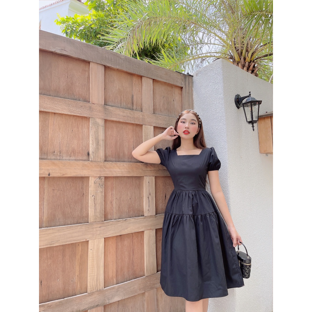 Đầm xòe Destiny C634 tay phồng bo chun trẻ trung Cin House