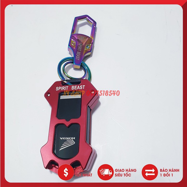 COMBO MÓC KHÓA SPIRIT BEAST VÀ ỐP CNC SMARKEY SPIRIT BEAST CHÍNH HÃNG CHO SH, SH MODE, CUB 125, PCX  - LOẠI 3 NÚT( 2 MÓN