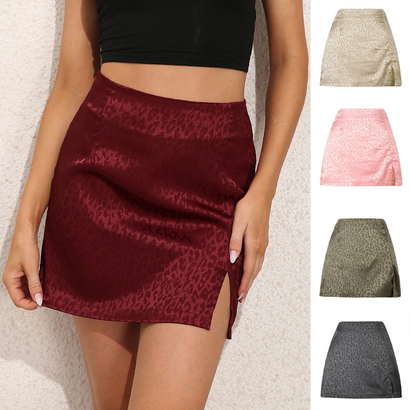 Chân Váy Chữ A Lưng Cao Vải Satin Họa Tiết Da Báo Thời Trang Mùa Hè Cho Nữ