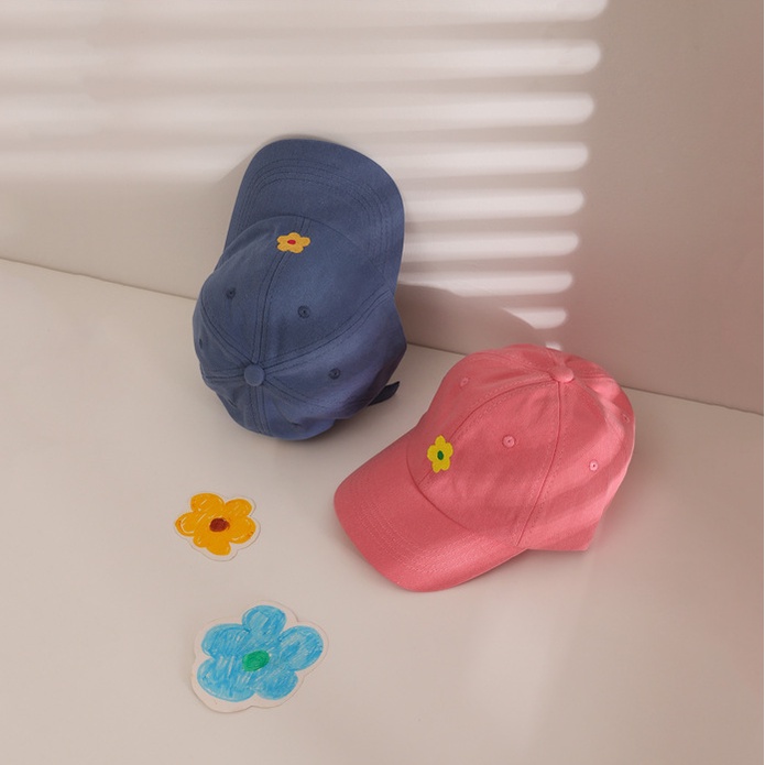 Mũ Lưỡi Trai Chống Nắng Thêu Hoa Màu Sắc Kẹo Ngọt Đơn Giản Phong Cách Hàn Quốc Cho Bé