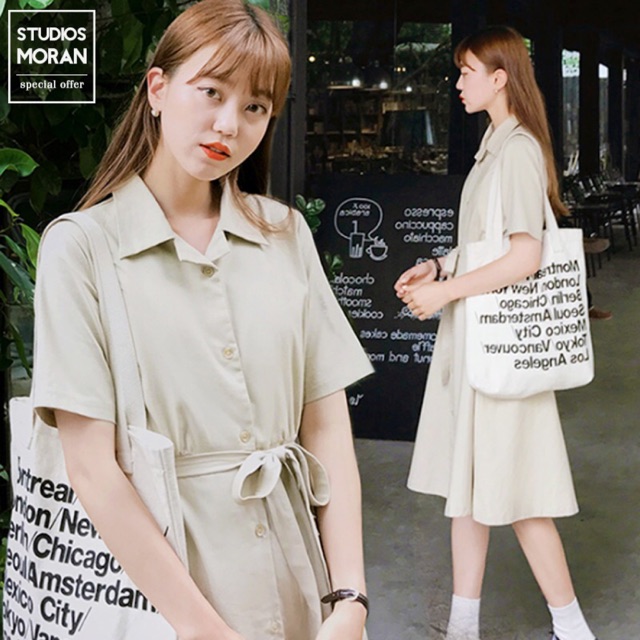 Váy sơ mi buộc eo order