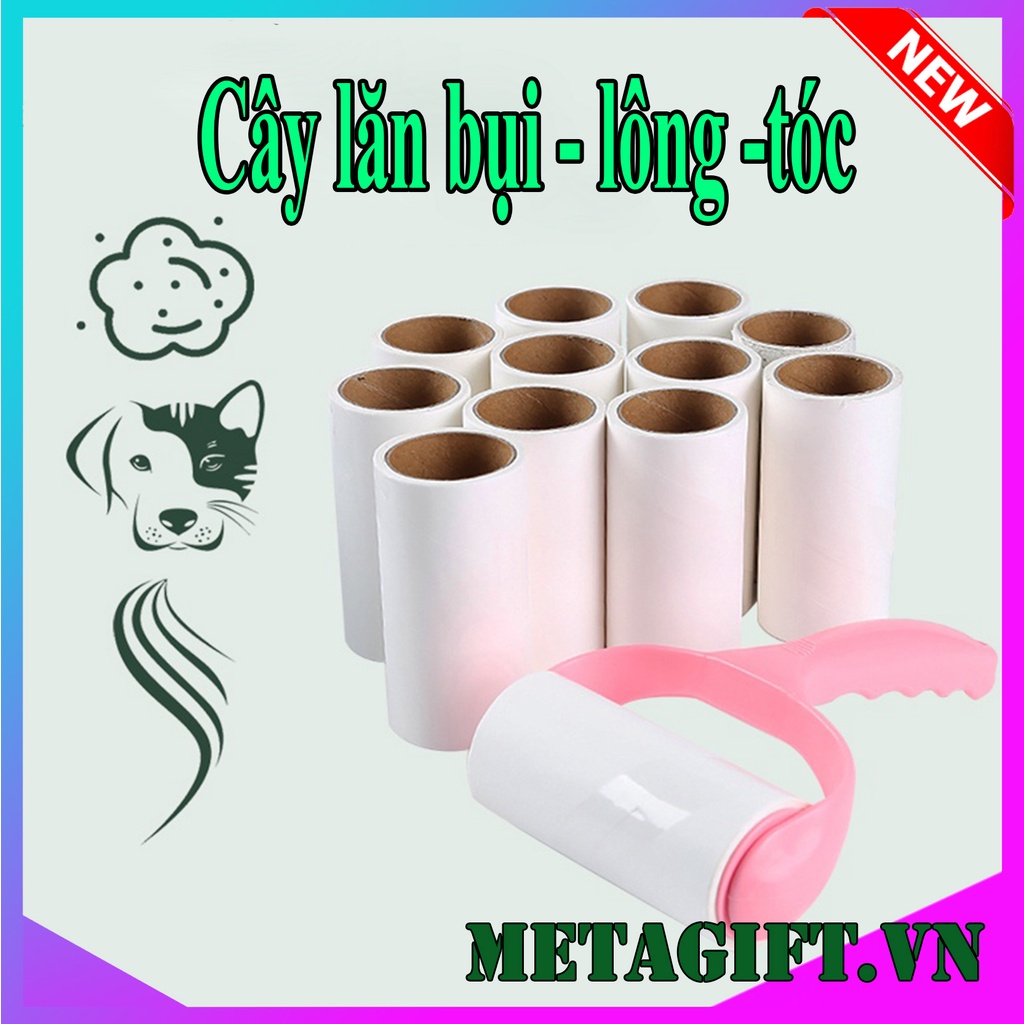 Cây lăn bụi quần áo, chăn màn, lông chó mèo - sử dụng lõi giấy dạng con lăn bụi, dùng để lăn dính, xé từng lớp