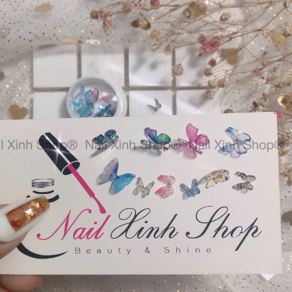 Hũ trang trí móng nail - 10 con bướm mix / charm bướm hot nail