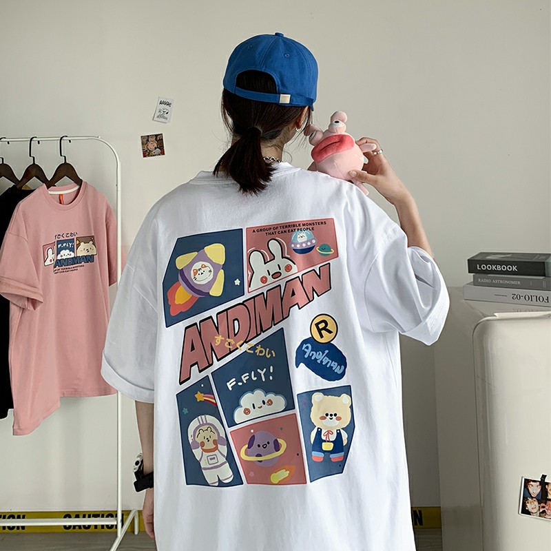 Áo thun tay lỡ nam nữ, áo phông unisex form rộng chất cotton mát mịn thấm hút mồ hôi in hình THỎ | BigBuy360 - bigbuy360.vn