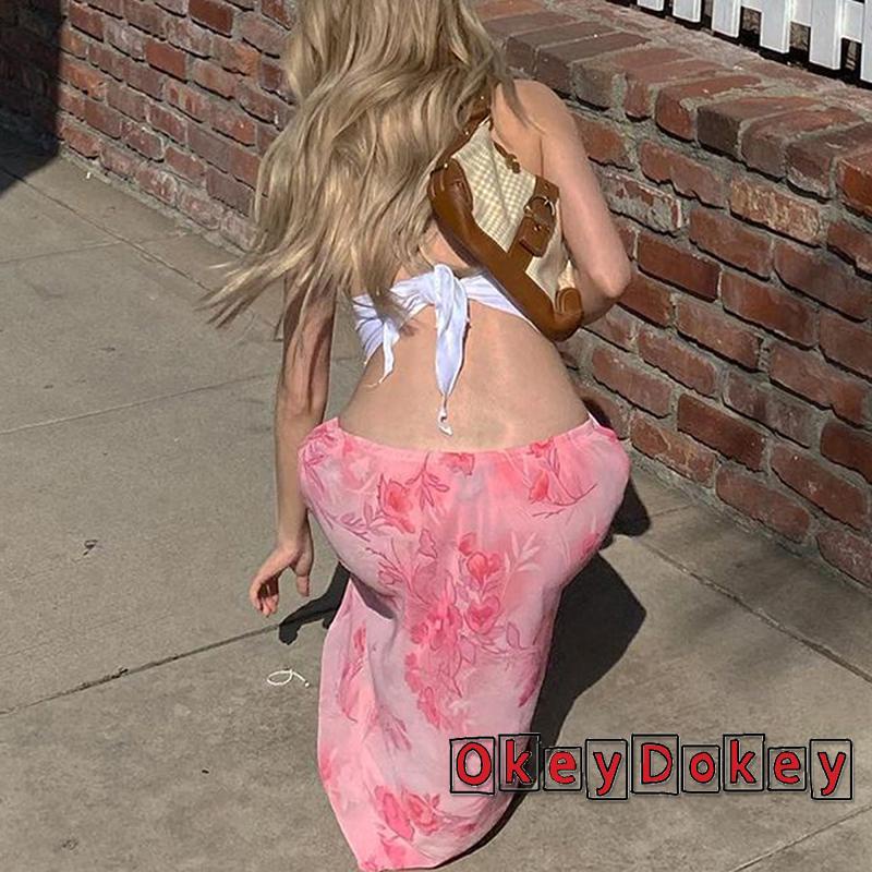 Chân Váy Suông Lưng Thấp Dáng Rộng In Hoa Thời Trang Thu Hè Cho Nữ y2k