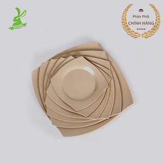 [Có xuất VAT] Dĩa vuông màu nâu nhựa melamine cao cấp Fataco Việt Nam - Chính Hãng