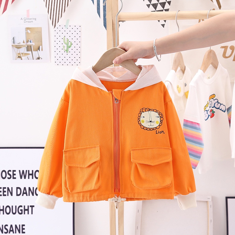 Áo Khoác Có Mũ Trùm Phối Khóa Kéo In Hình Hoạt Hình Thời Trang Mùa Xuân Thu Dành Cho Trẻ Nhỏ 0-5 Tuổi