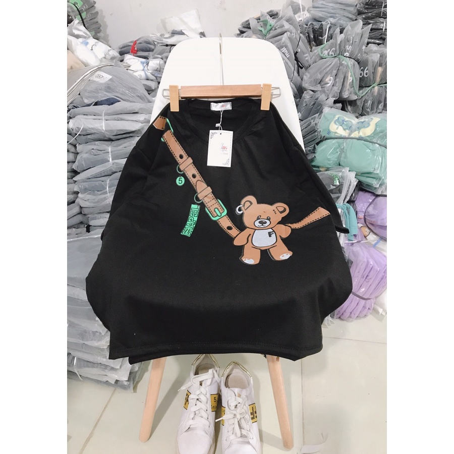 Áo thun tay lỡ túi gấu form thụng chất liệu cotton nam nữ đều mặc đẹp