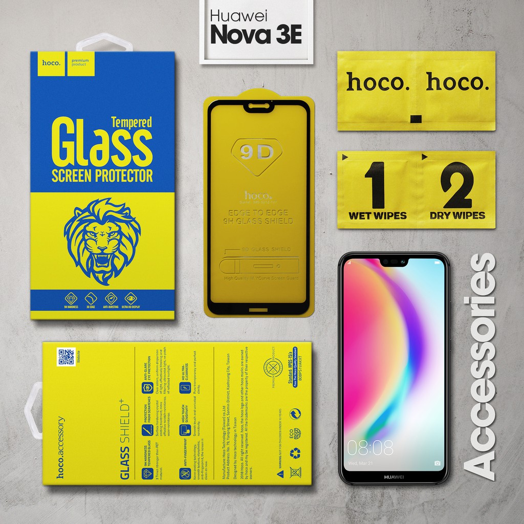 [Mã ELFLASH5 giảm 20K đơn 50K] Cường lực Huawei Nova 3E hiệu Hoco.tw Full viền màu