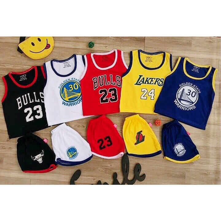 Combo 5 bộ ba lỗ (như hình) bé trai, bé gái. (SET BA LỖ BÓNG RỔ) Size 3-14kg