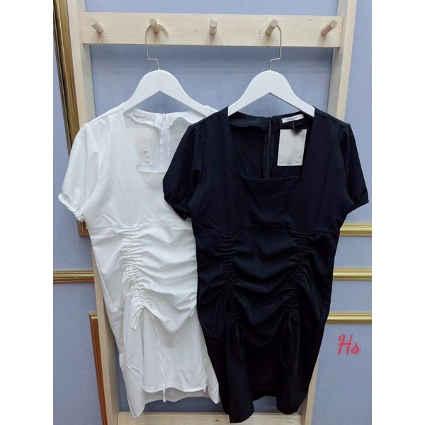 Vây cổ vuông tay bồng rút hông HSU1