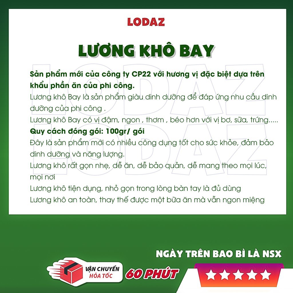 Lương Khô Không Quân 20 Thanh 1 Hộp 1 Kg Công Ty Quốc Phòng - Đồ Ăn Nhanh Giàu Năng Lượng Với Gói 100g