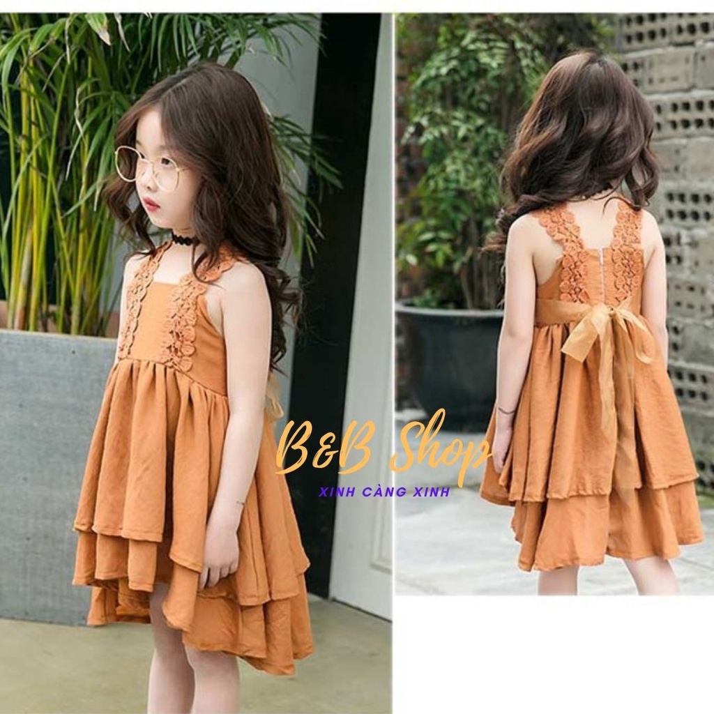 Đầm Bèo Tầng Trẻ Em  Váy Có Nơ Buộc Thân Sau Bé Gái Cực Xinh Cực Mịn Mát  Hàng Chuẩn Bao Đổi Trả Mua Được Kèm Quà Tặng