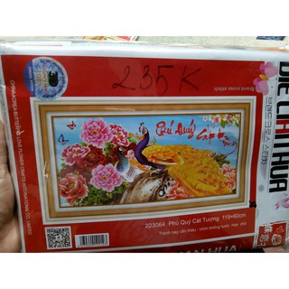 Tranh thêu chữ thập phú quý cát tường 223064 kt 119x60cm