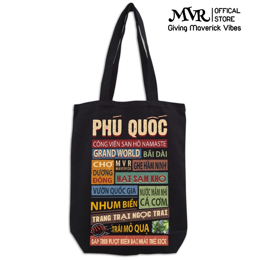 Túi tote đen du lịch đi học quà tặng sinh nhật kỷ niệm tỉnh thành sài gòn hà nội việt nam phong cách hàn dễ thương