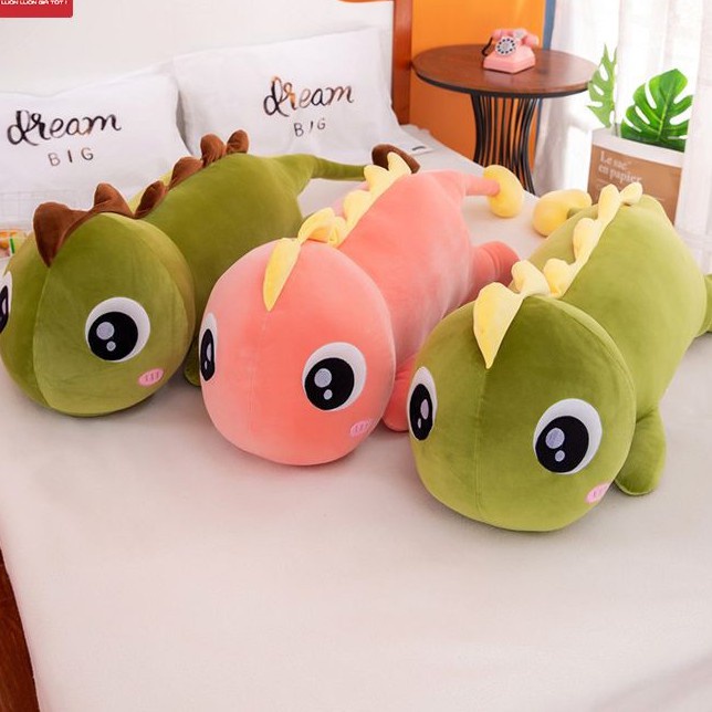 Gối Ôm Cho Bé, Gấu Bông Thằn Lằn (Khủng Long) Xanh, Hồng, Chất Liệu Cao Cấp, Mềm Mại - Vy Shop