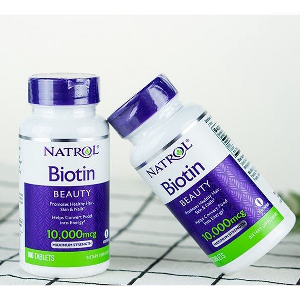 Viên Mọc Tóc Biotin Beauty 10000mcg 100 Viên NATROL Mỹ