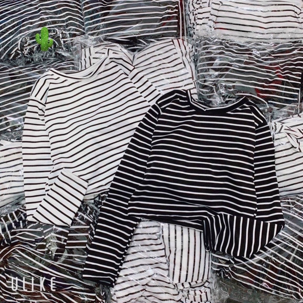 áo kẻ sọc ngang tay dài chất gân đẹp pc