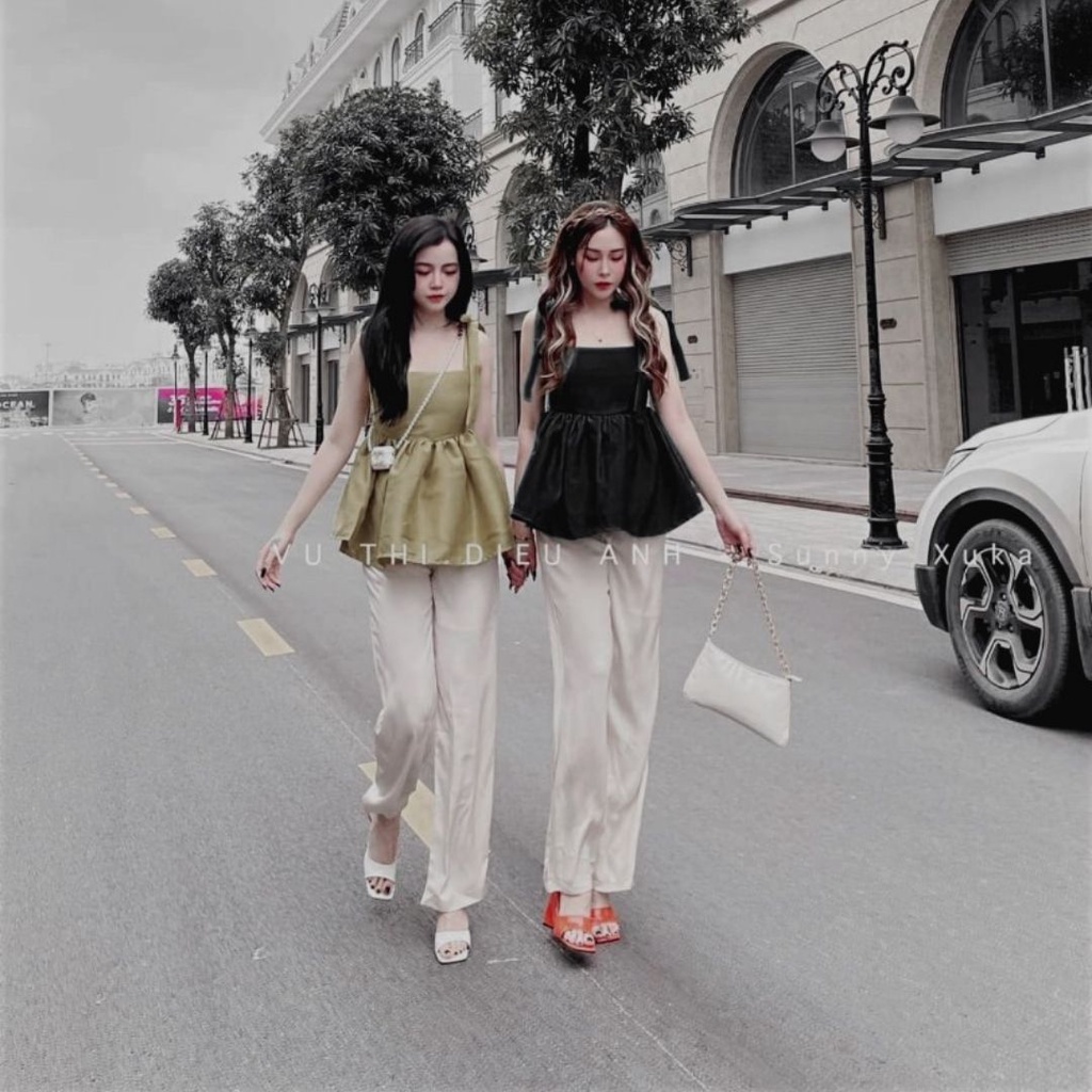 Áo kiểu nữ xếp ly 3 tầng tay bồng tiểu thư bánh bèo nữ tính phong cách Hàn quốc Liaofashion UV73