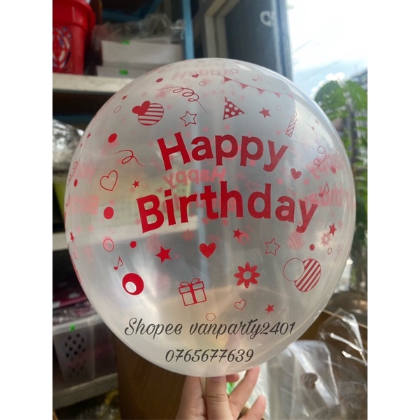 Bóng trong in chữ HPBD (Happy birthday) trang trí tiệc sinh nhật