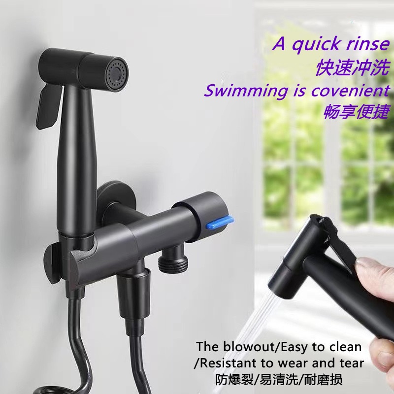 A - LIFE Bộ Vòi Xịt toilet Hai Đầu Vòi Xịt Bằng Thép Không Gỉ 304 Áp Suất Cao Cho Phòng Tắm Nhà Vệ Sinh Beranda Berluli Tiida tiub tiub semburan