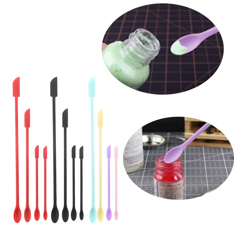 Set 4 Muỗng Silicone Mini Hai Đầu Dùng Trộn Kem / Nấu Ăn Tiện Dụng