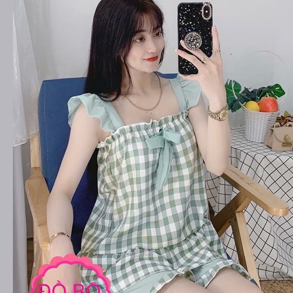 Đồ mặc nhà nữ 💥 FREE SHIP 💥 Đồ bộ ngủ xinh xắn, kẻ sọc caro siêu dễ thương, DB2 | BigBuy360 - bigbuy360.vn