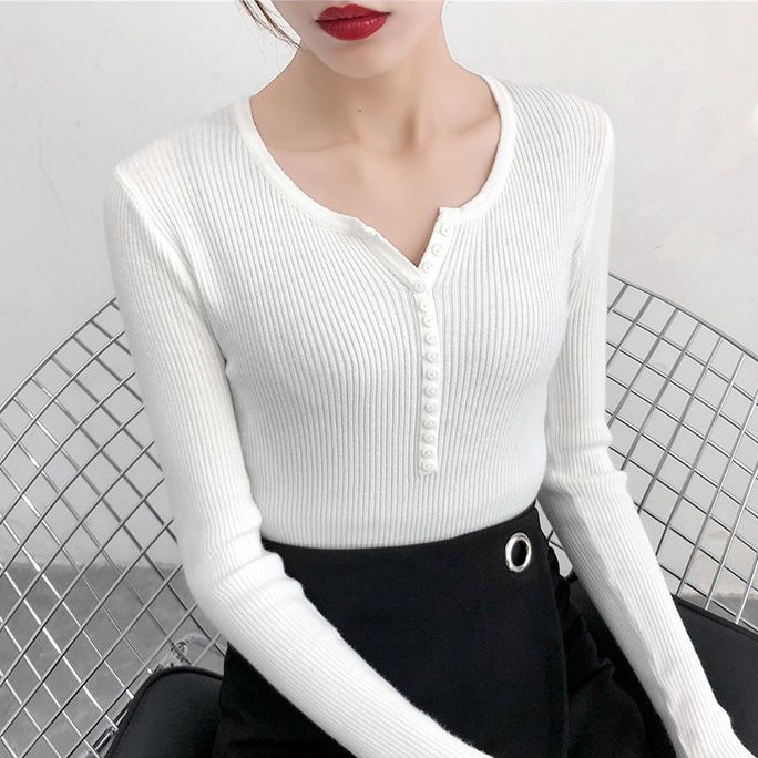 1Z12 Áo len tăm cúc ngực 12 cúc nhỏ phong cách Hàn Quốc Freesize 1026 | BigBuy360 - bigbuy360.vn