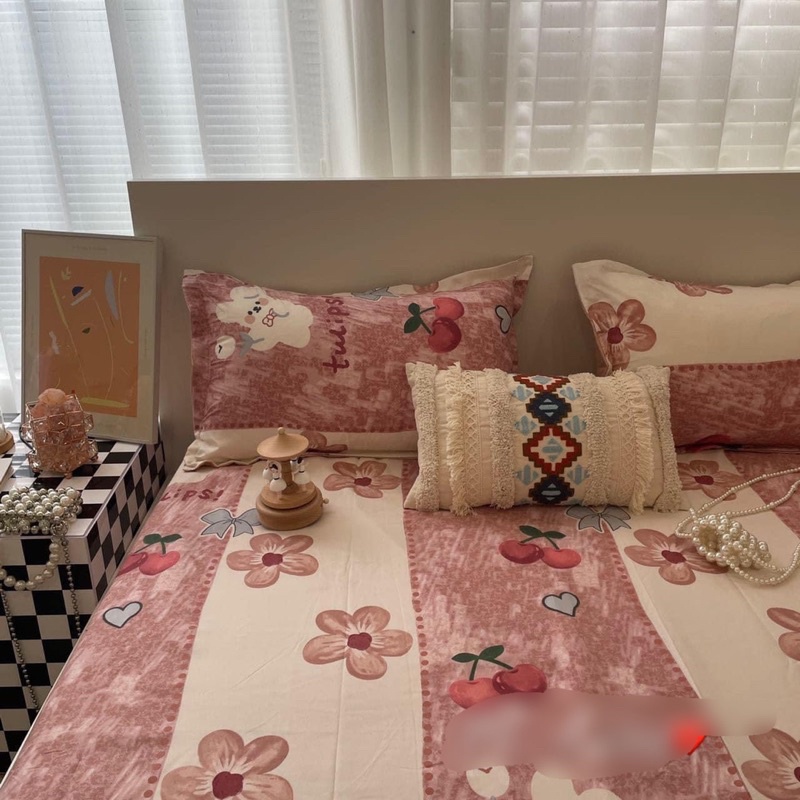 SÉT GA GỐI HÌNH CHERRY ĐỎ HÀNG QC ĐẸP