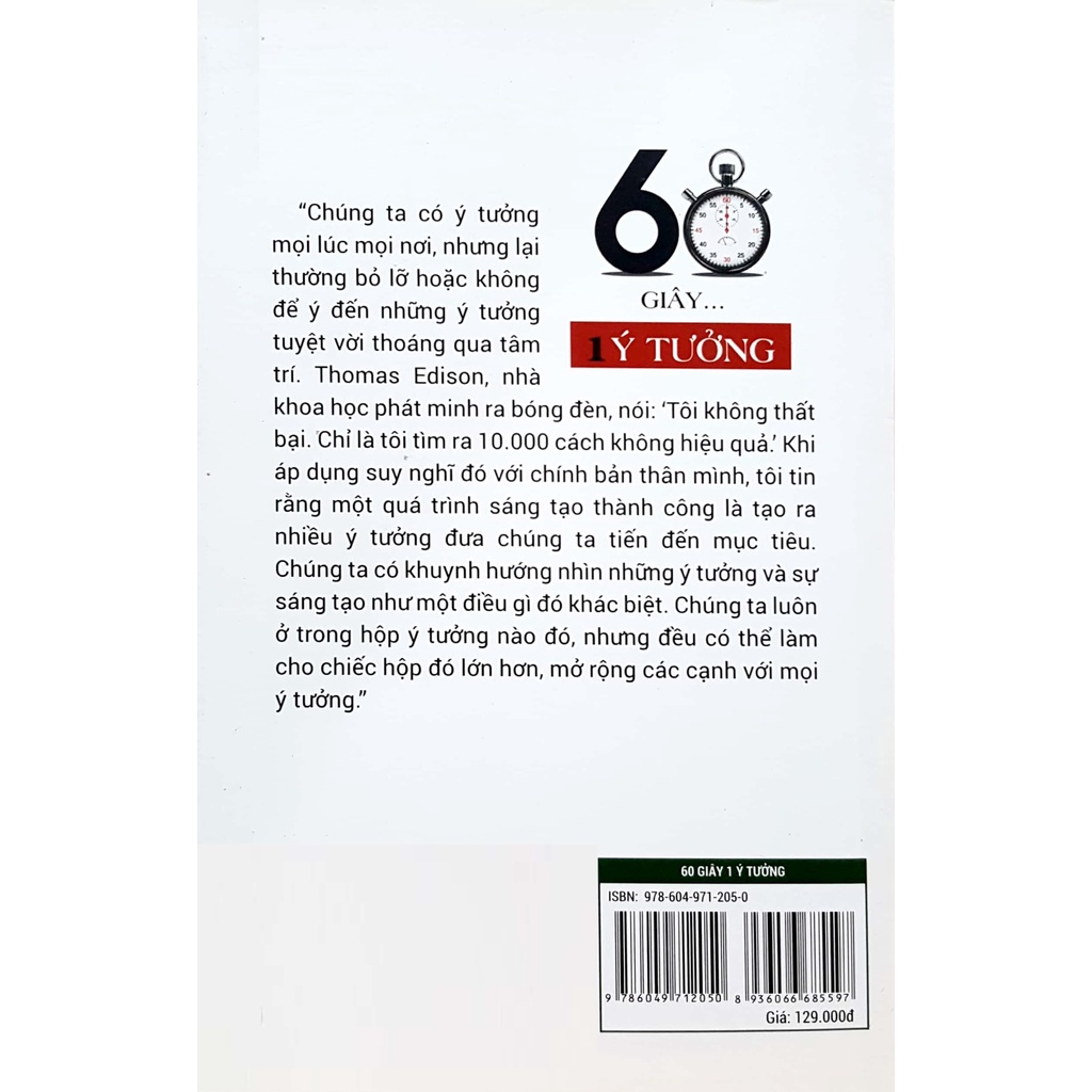Sách - 60 Giây 1 Ý Tưởng Giải Phóng Ý Tưởng Khơi Nguồn Sáng Tạo Trong Bạn
