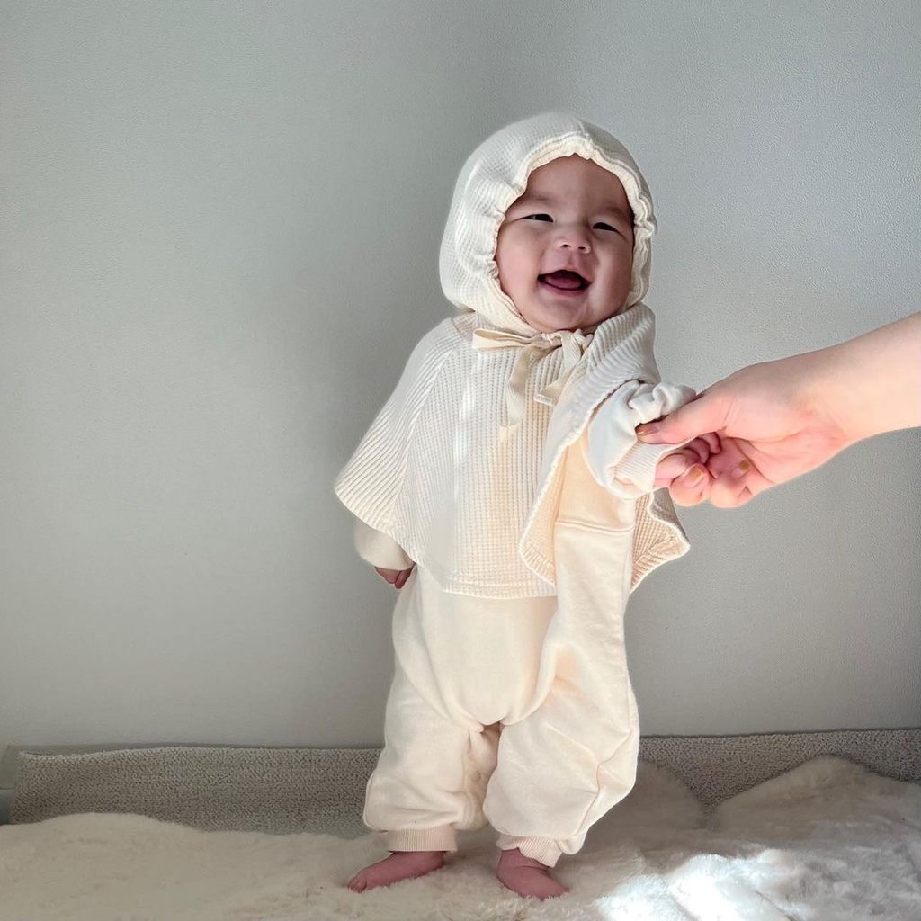 Áo Choàng cotton Có Nón Giữ Ấm Chống Gió Cho Bé 0-3 Tuổi