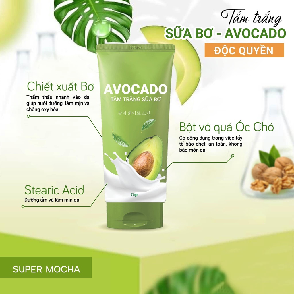 Kem Bơ Sữa  AVOCADO + Body Sữa Dê SUPER MOCHA - Bộ đôi dưỡng trắng, dưỡng mịn siêu .