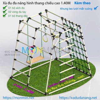 Xà đu đa năng Satech, khung vận động cho bé, hình hộp thang cân, bộ cao 1.4m