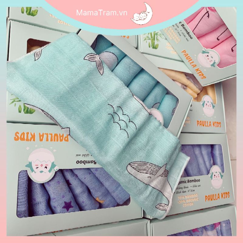 Khăn Sữa Sợi Tre PAULLA KIDS Không Xù Lông, An Toàn Cho Bé