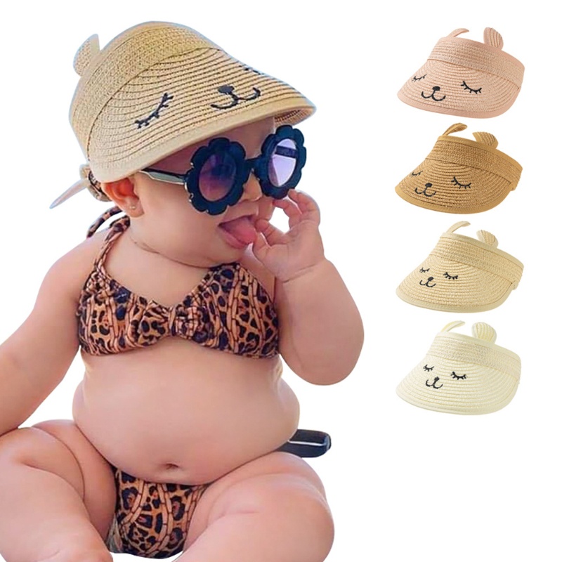 Mũ cói lưỡi trai hở chóp chống tia uv phong cách Hàn Quốc thời trang mùa hè cho trẻ em