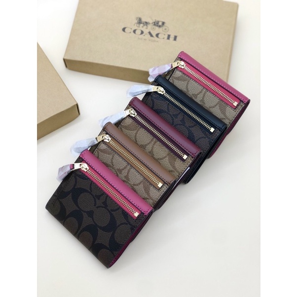 Ví Coach ngắn nắp tròn full box