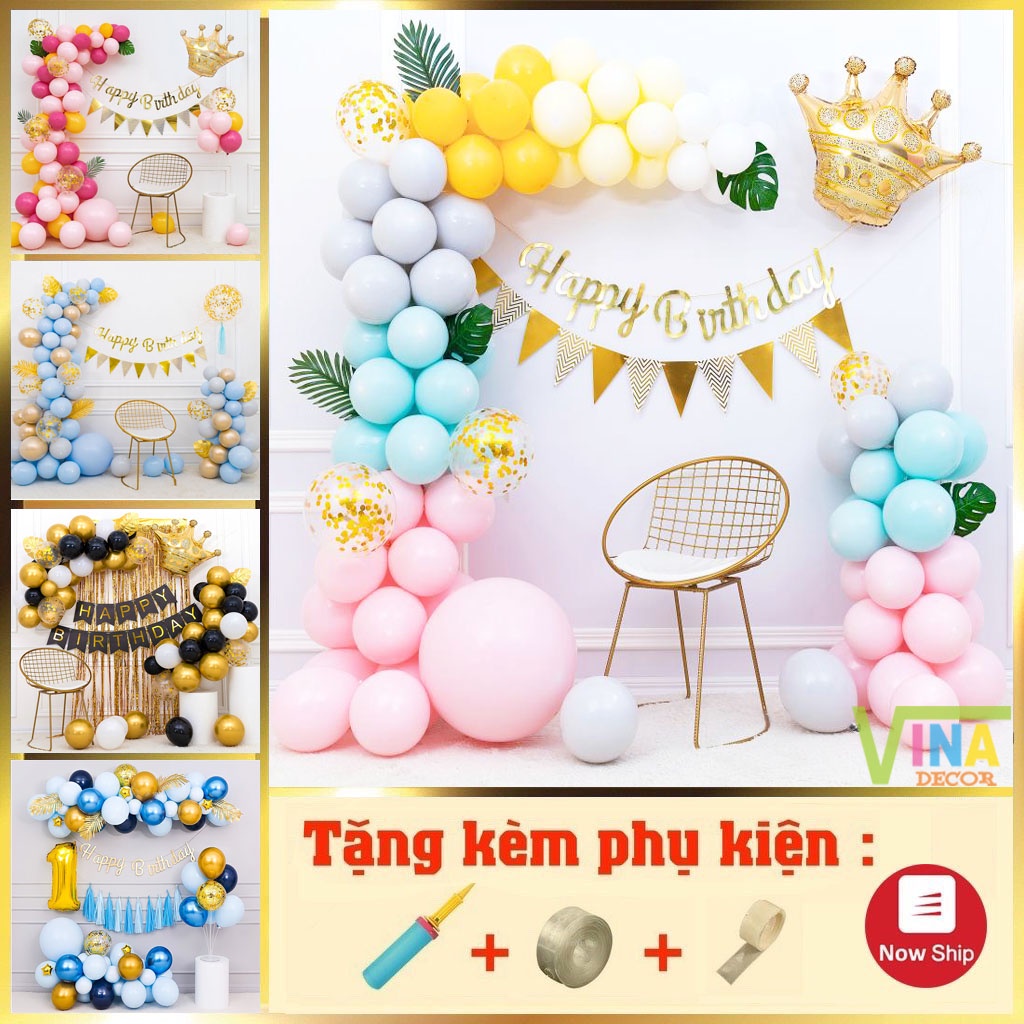 Combo set bóng bay trang trí sinh nhật, trang trí thôi nôi, đầy tháng bé trai bé gái - TRANG TRÍ SINH NHẬT VINA DECOR