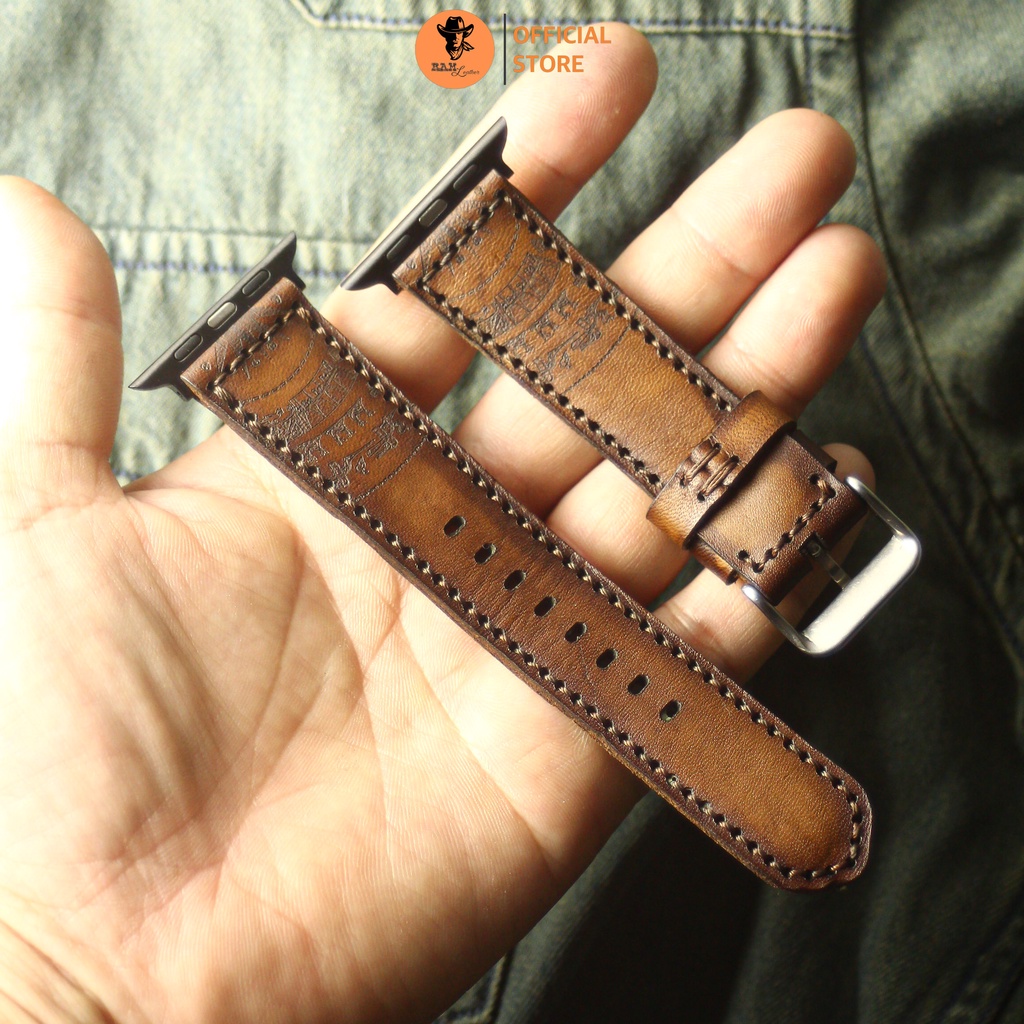 Dây đồng hồ trống đồng da bò vegtan màu socola - RAM Leather
