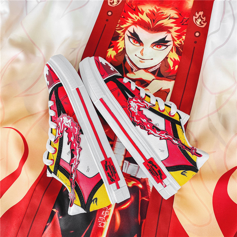 Giày Sneaker Nam In Họa Tiết Anime Demon Slayer Rengoku Kyoujurou Độc Đáo