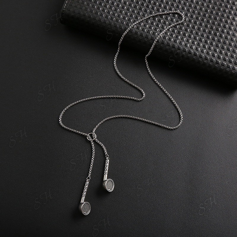 Dây Chuyền Nam Nữ Hình Tai Nghe HP Earphone Màu Bạc Đẹp Cao Cấp Kuu Clothes - Vòng Cổ Unisex Chất Liệu Titan Không Gỉ