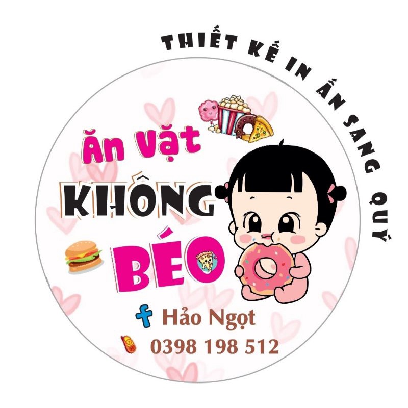 Tem dán decal ăn vặt in theo yêu cầu in từ 50 tem đủ kích thước.