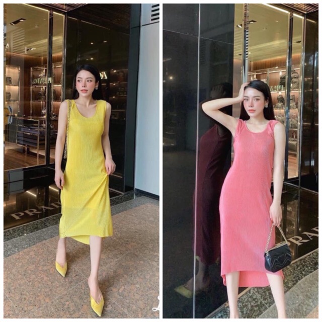 Váy ba lỗ- Váy maxi dập ly thủ công